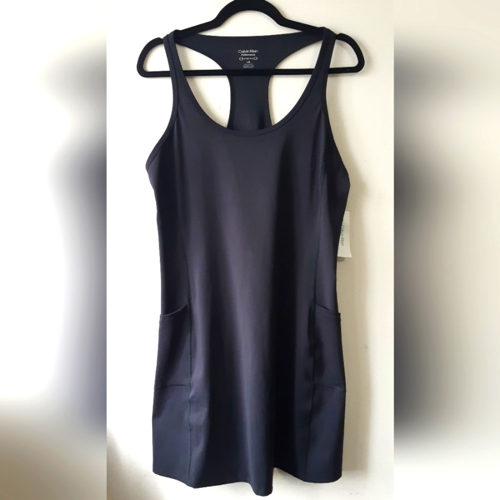 NWT Calvin Klein Performance Black  Stretch Tank Dress,Size Large